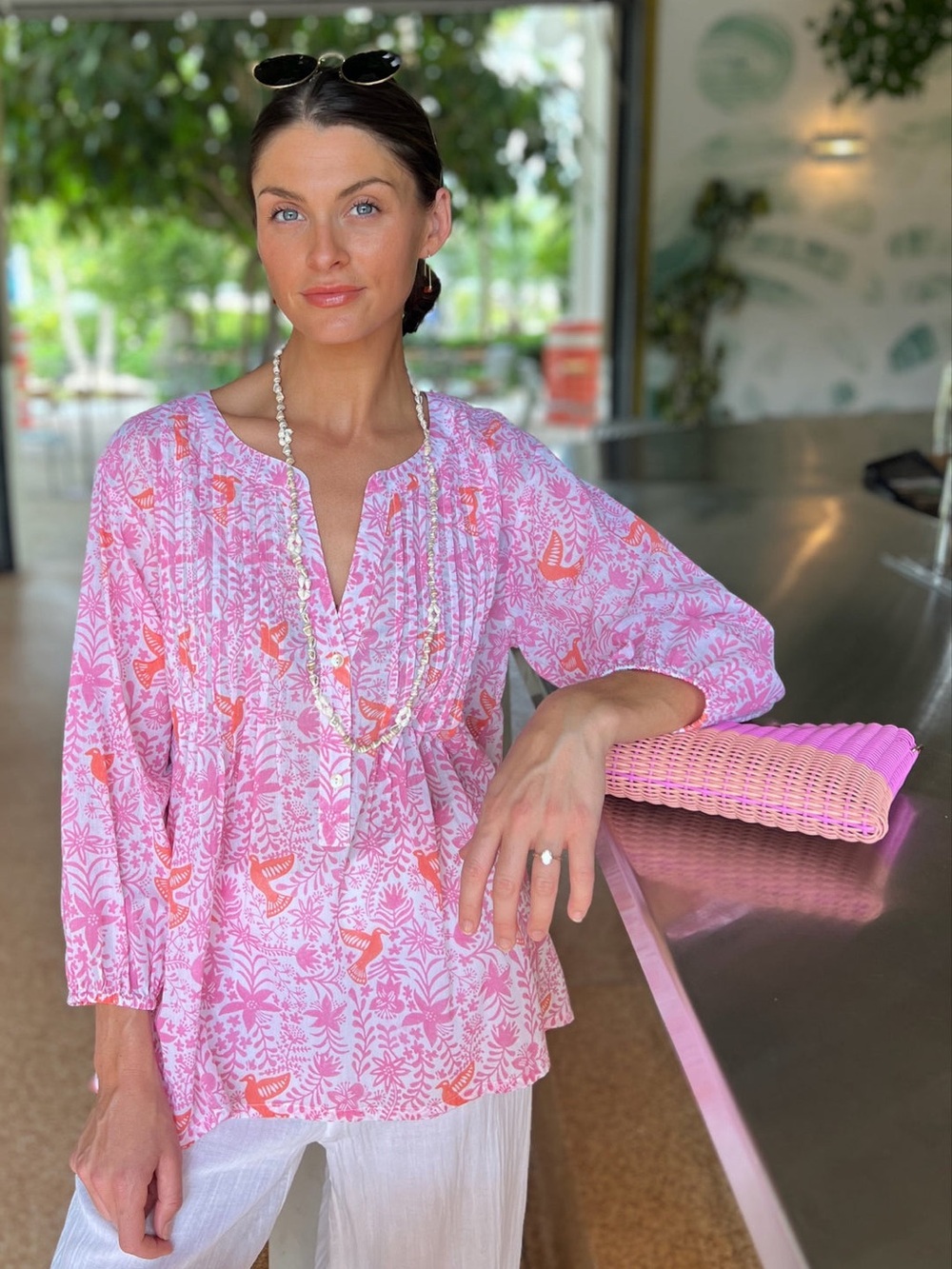 NWOT Sigrid Olsen Lili Top in Nightingale Pink sz S